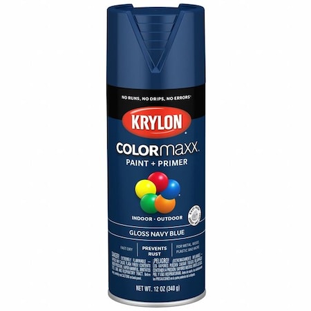 Krylon Spray Paint, Navy Blue, Gloss, Solvent, 12 oz K05529007