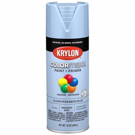 Krylon Spray Paint, Peekaboo Blue, Gloss, Solvent, 12 oz K05530007