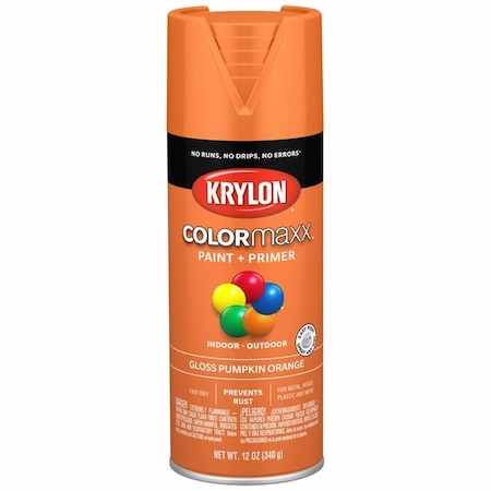 Krylon Spray Paint, Pumpkin Orange, Gloss, Solvent, 12 oz K05532007
