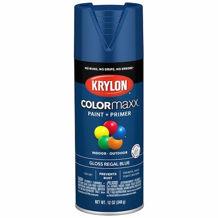 Krylon Spray Paint, Regal Blue, Gloss, Solvent, 12 oz K05535007