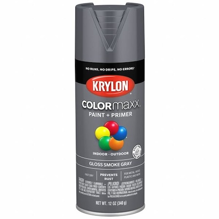 Krylon Spray Paint, Smoke Gray, Gloss, Solvent, 12 oz K05539007