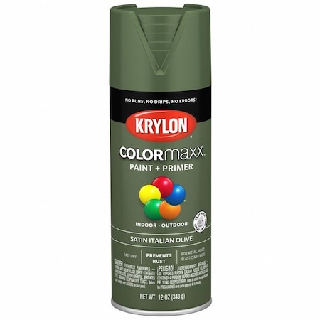Krylon Spray Paint, Italian Olive, Satin, Solvent, 12 oz K05566007