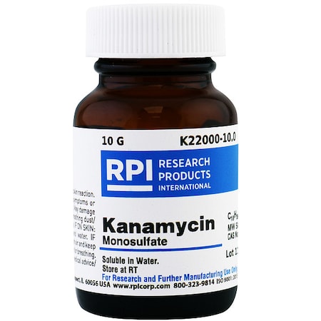 Rpi Kanamycin Monosulfate (Kanamycin A), 10g K22000-10.0