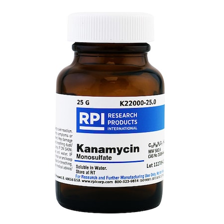 Rpi Kanamycin Monosulfate (Kanamycin A), 25g K22000-25.0