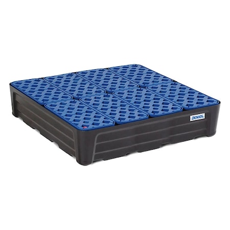 Denios SpillTray, Black;Blue, Rectangle, 21gal K32-1928