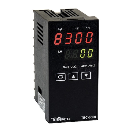 Tempco Temp Controller, Prog, 90-264V, Relay2A TEC33009