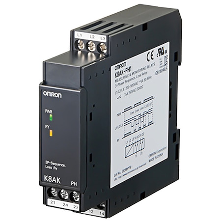 Omron Monitoring Relays, 9 Pins, 200-480V AC K8AK-PH1 200/500VAC