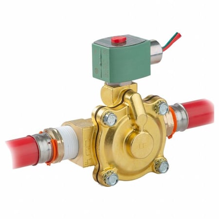 Asco Solenoid Valve, 2-Way, 2-Position, Normally Closed, 3/4 in Pipe Size, 24V DC, High Flow, Brass K210G009LFXC 24/DC