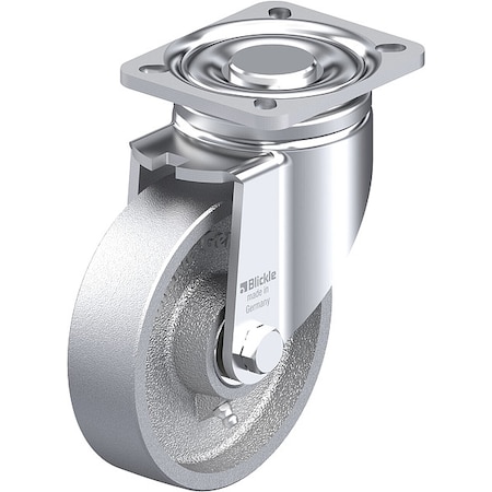 Zoro Select Plate Caster, Swivel, Metal, 6 1/2"H LH-G 125K-1