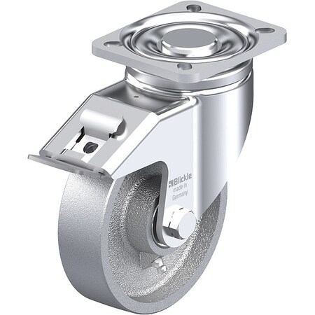 Zoro Select Plate Caster, Swivel, Metal, 6 1/2"H LH-G 125K-1-FI