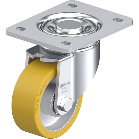 Zoro Select Plate Caster, Swivel, Polyurethane, 5 1/2"H LH-ALTH 100K-3