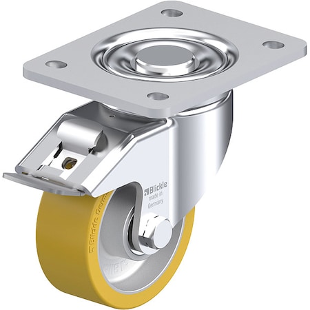 Zoro Select Plate Caster, Swivel, Polyurethane, 5 1/2"H LH-ALTH 100K-3-FI