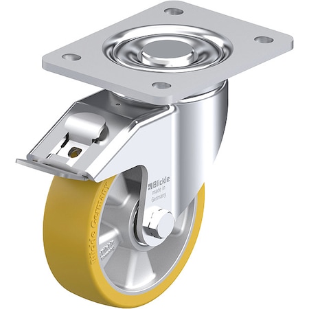 Zoro Select Plate Caster, Swivel, Polyurethane, 6 1/2"H LH-ALTH 125K-3-FI