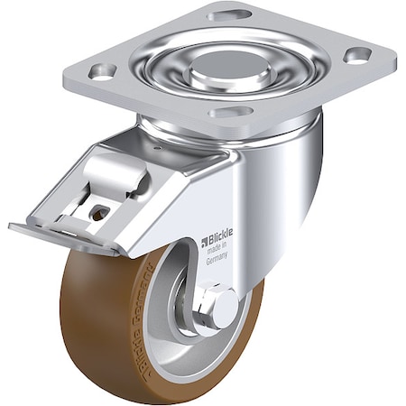 Zoro Select Plate Caster, Swivel, Polyurethane, 5 1/2"H LH-ALB 101K-14-FI