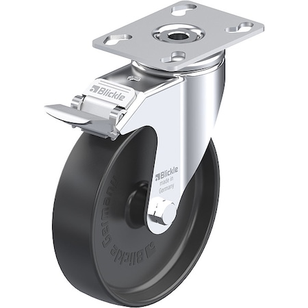 Zoro Select Plate Caster, Swivel, 6 5/8"H LKPA-POA 125G-FI