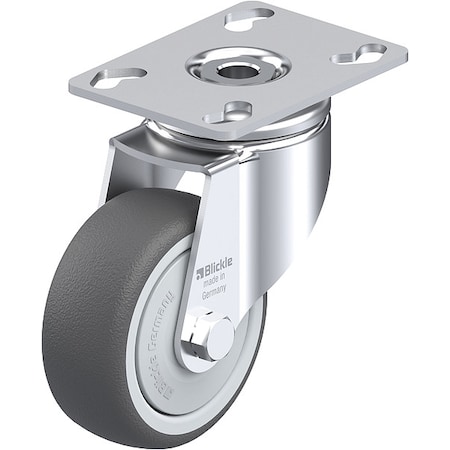 Zoro Select Plate Caster, Swivel, Polyurethane, 4 3/8"H LKPA-PATH 80KF