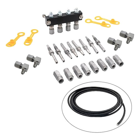 Locknlube Four Point Manifold Kit, Aluminum/Steel LNL81204-1/4