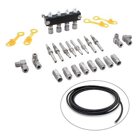 Locknlube Four Point Manifold Kit, Aluminum/Steel LNL81204-1/8
