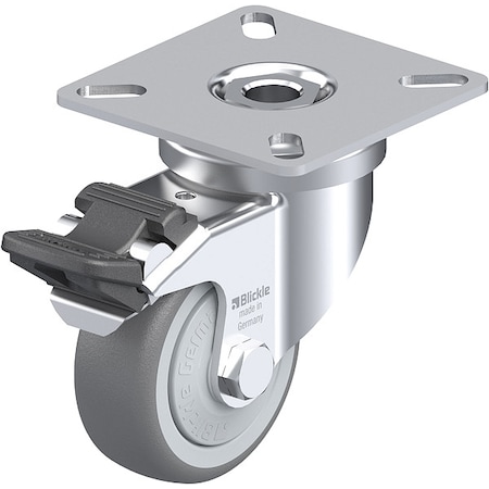 Zoro Select Plate Caster, Swivel, Rubber, 2 13/16"H LPA-TPA 50KF-FI