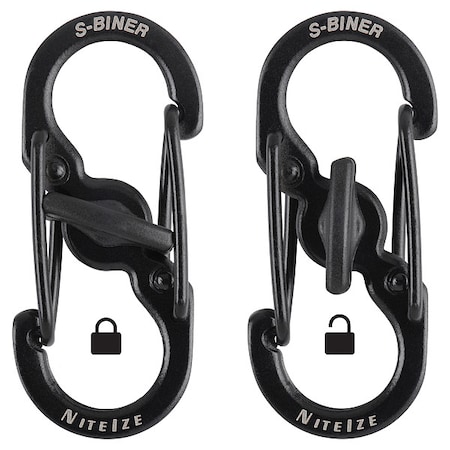 Nite Ize Double Carabiner, Twist Lock, Stainless Steel, Black LSBM-01-2R3