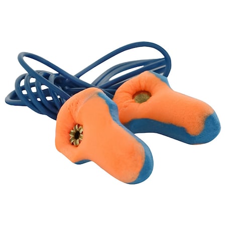Howard Leight LaserTrak Disposable Corded Earplugs, Metal-Detectable, Contoured-T, Blue/Orange, 33 dB, 100PK LT-30