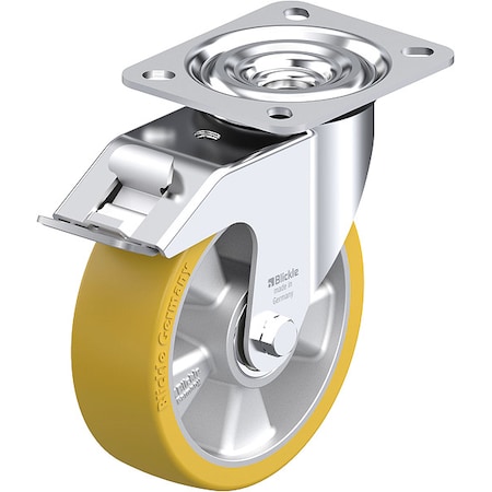 Zoro Select Plate Caster, Swivel, Polyurethane, 5 7/8"H L-ALTH 125K-FI