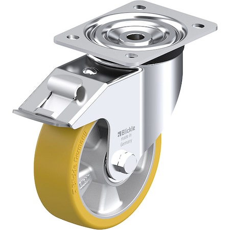 Zoro Select Plate Caster, Swivel, Polyurethane, 7 1/2"H L-ALTH 150K-FI
