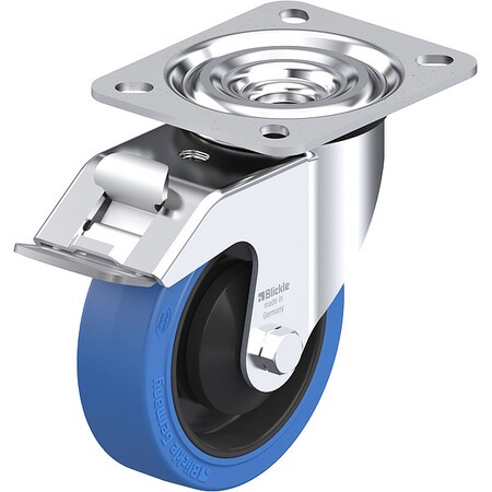 Plate Caster,Swivel,Rubber,4 15/16"H