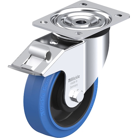 Zoro Select Plate Caster, Swivel, Rubber, 7 11/16"H L-POEV 160KA-FI-SB