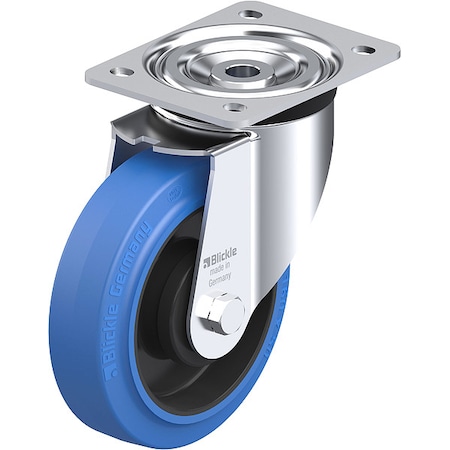 Zoro Select Plate Caster, Swivel, Rubber, 7 11/16"H L-POEV 160KA-SB