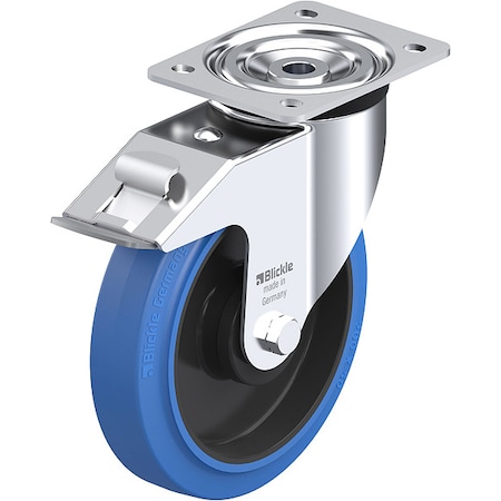 Zoro Select Plate Caster, Swivel, Rubber, 9 1/4"H L-POEV 200KA-FI-SB