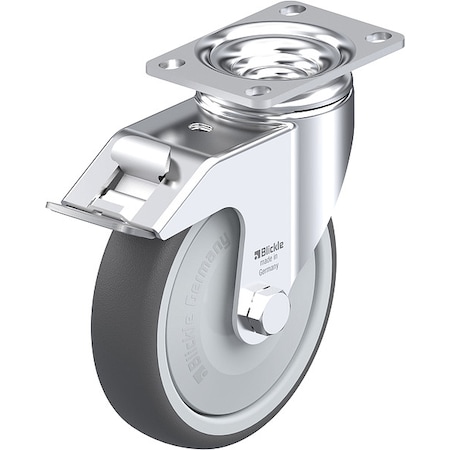 Zoro Select Plate Caster, Swivel, Polyurethane, 6 1/8"H L-PATH 125KF-12-FI