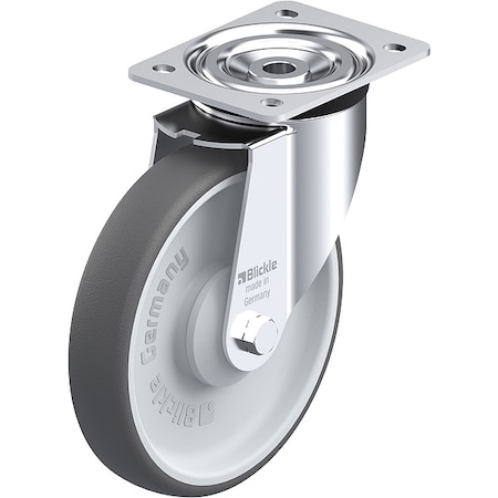 Zoro Select Plate Caster, Swivel, Polyurethane, 9 1/4"H L-PATH 200KA