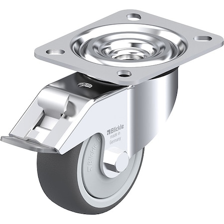 Zoro Select Plate Caster, Swivel, Polyurethane, 4"H L-PATH 80KF-FI