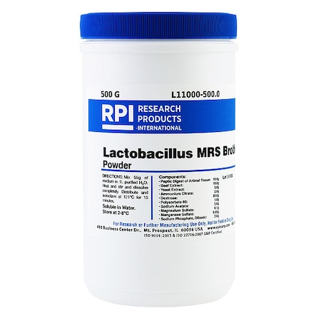 Rpi Lactobacillus MRS Broth, Powder, 500g L11000-500.0