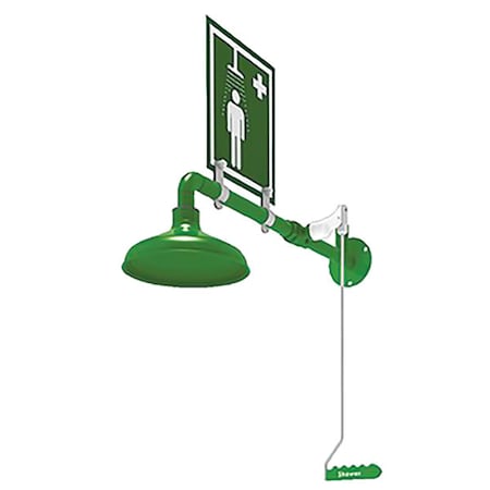 Hughes Safety Showers Lab Drench Shower, Wall Mount, Stainless Steel L23GSH