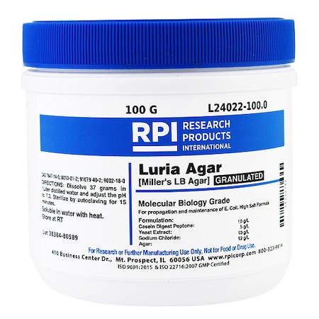 Rpi Luria Agar, Granulated (Millers LB), 100g L24022-100.0