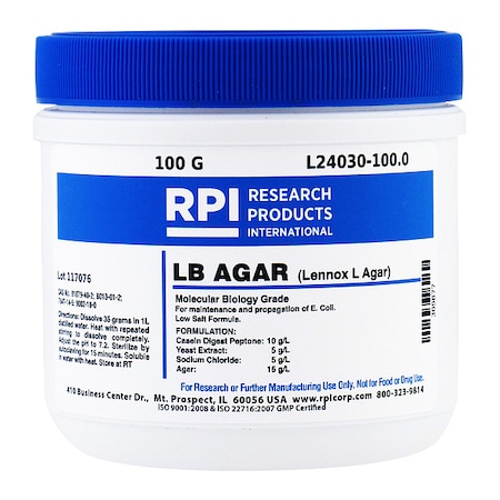 Rpi LB Agar Powder (Lennox L Agar), 100g L24030-100.0