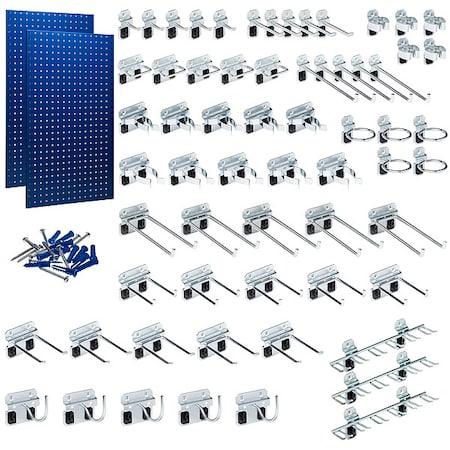 Triton Products (2) 24 In. W x 42-1/2 In. H Blue Epoxy 18-Gauge Steel Square Hole Pegboards 63 pc. LocHook Assortment LB2-BKit