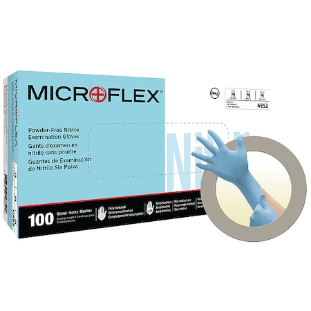 Ansell MICROFLEX(R) N85, Disposable Gloves, 3.5 mil Palm, Nitrile, Powder-Free, M, 100 PK, Blue N85