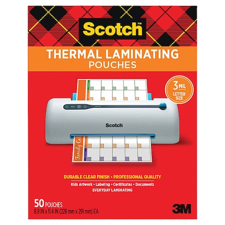Scotch Pouch, Thermal, 3 mm, Clear, PK50 TP3854-50