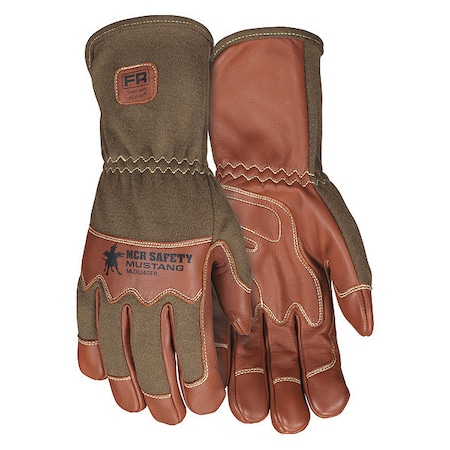 Mcr Safety Leather Drivers Gloves, Goatskin with Nomex(R) Back ( Double Palm ), Gauntlet, Wing Thumb, Gunn Cut MU3624GFRL