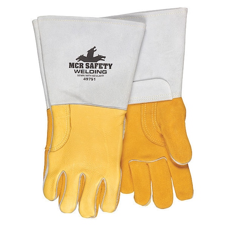 Mcr Safety 49751 Welding Leather Glove, Gauntlet Cuff, Straight Thumb, Premium Elkskin, XL, 12 PK 49751XL