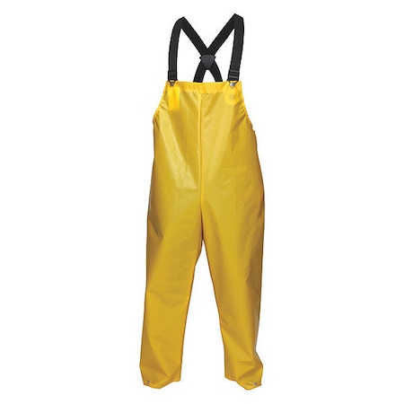 Mcr Safety Rain Bib Overall, Polyurethane, 33 in Inseam, 56 in Waist, 0.25 mm Thickness, Yellow, 2XL 560BFX2