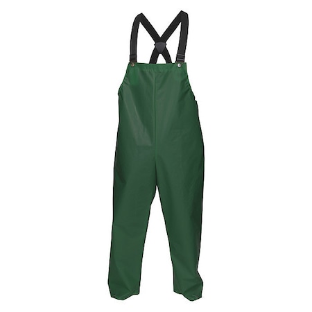 Mcr Safety Rain Bib Overall, Polyurethane, 31 in Inseam, 48 in Waist, 0.25 mm Thickness, Green, L 568BFL