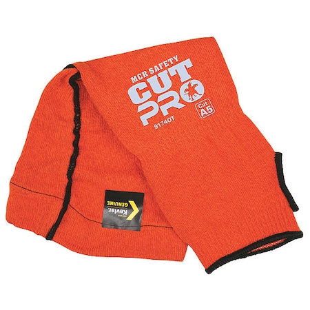 Mcr Safety Cut-Resistant Sleeve: ANSI/ISEA Cut Level A5, Bicep Gusset, Thumbhole, Orange, 14 in Length 9174OT