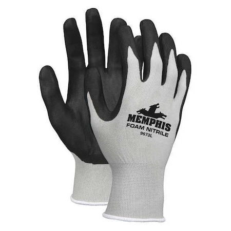 MCR SAFETY Foam Nitrile Coated Gloves, Palm Coverage, Gray, XS, PR VP9673XS