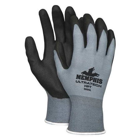 MCR SAFETY HPT Coated Gloves, Palm Coverage, Gray, M, PR VP9699M