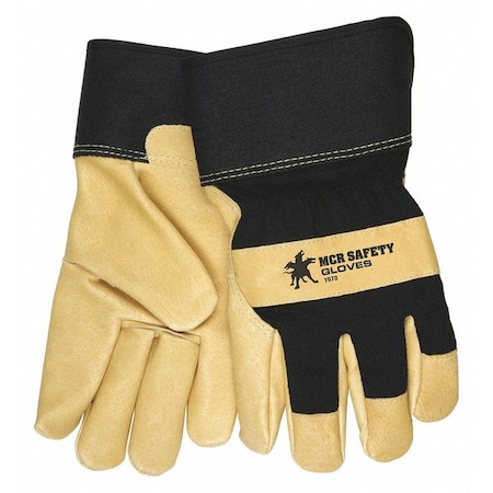 Mcr Safety Cold Protection Gloves, Pigskin Palm, Safety Cuff, Beige / Black, 12 PK 1970S