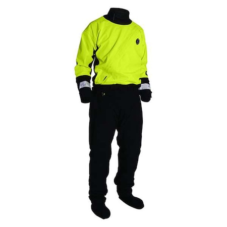 Mustang Survival Water Rescue Dry Suit, XL, Hi-Viz Ylw/Blk MSD576-251-XL-101